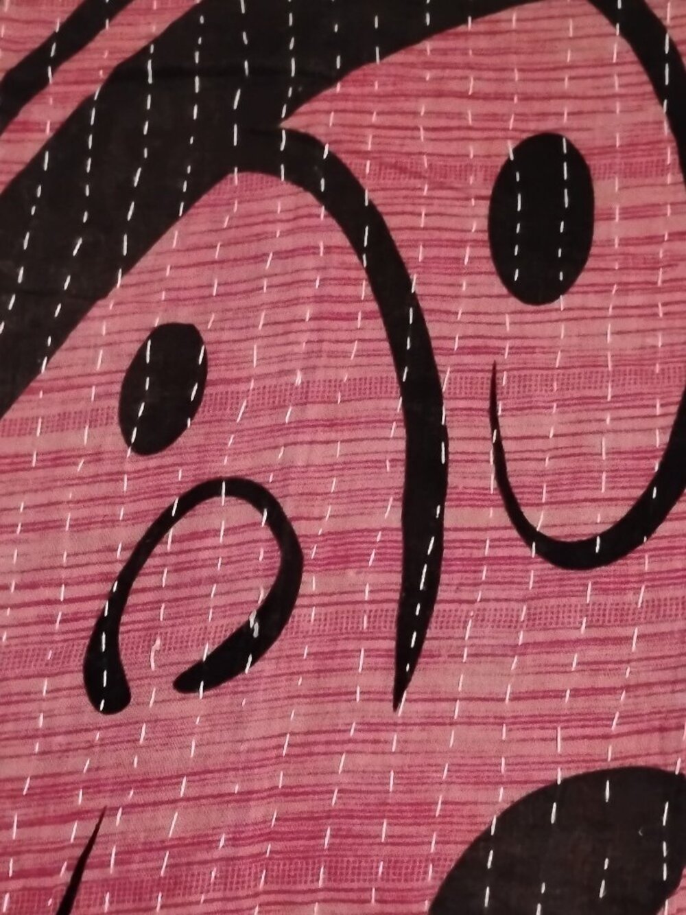 Kantha Quilt Black Red Fuschia Premium 3 Layer Cotton Handmade New K187.